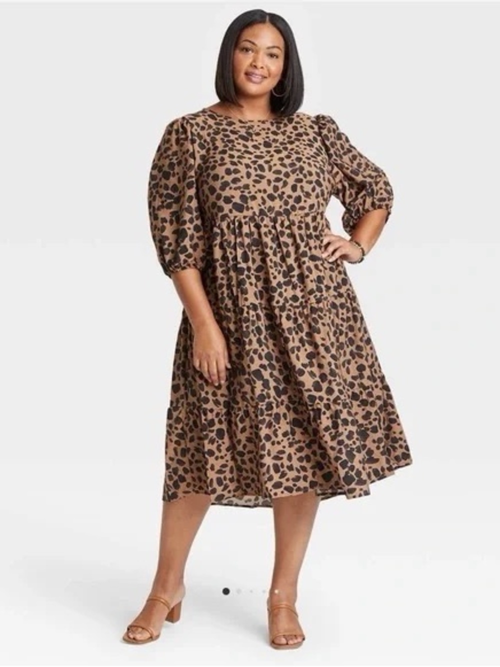 Ava & Viv Spotted Flounce Rayon Midi Dress